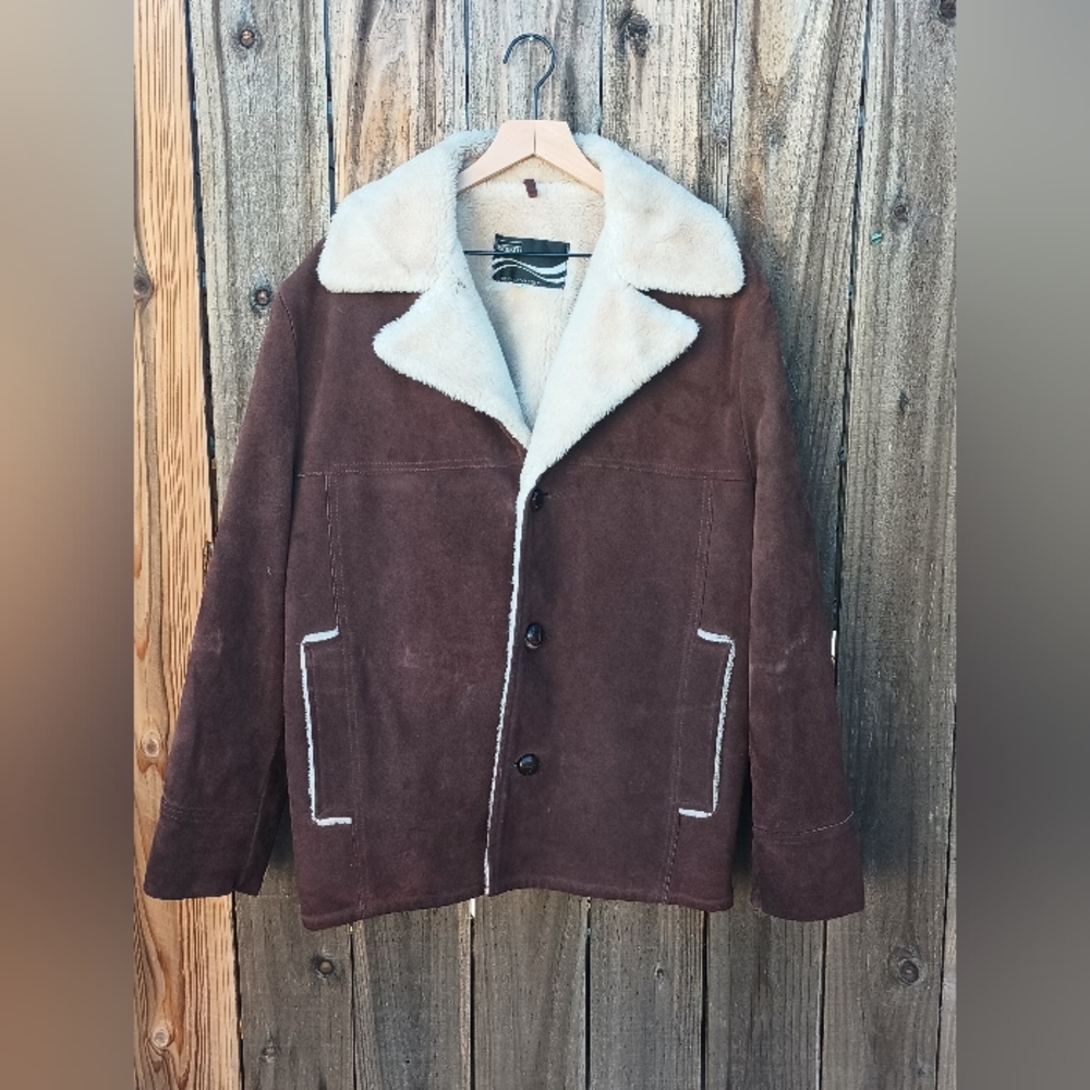 Vintage Split Cowhide Rancher Jacket Sherpa Lined Montgomery Ward